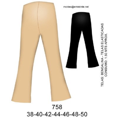 758 - Molde de Pantalón maternal elástico en cintura 758 - Molde de Pantalón maternal elástico en cintura