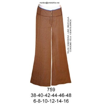 759 - Molde de Pantalón a la cadera pretina ancha 759 - Molde de Pantalón a la cadera pretina ancha