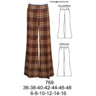 769 - Molde de Pantalón hippie a la cadera cierre al costado basta ancha ( 32 cm