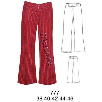 777 - Molde de Pantalón a la cadera pretina 6 777 - Molde de Pantalón a la cadera pretina 6