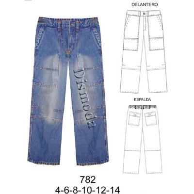 782 - Molde de Jeans niño corte y pinza en la rodilla, elasticado en espalda 782 - Molde de Jeans niño corte y pinza en la rodilla, elasticado en espalda