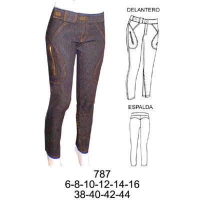 787 - Molde de Pantalón ajustado a la cadera pretina con velcro