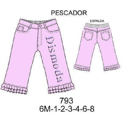 793 - Molde de Pantalón pescador con volante en basta 793 - Molde de Pantalón pescador con volante en basta