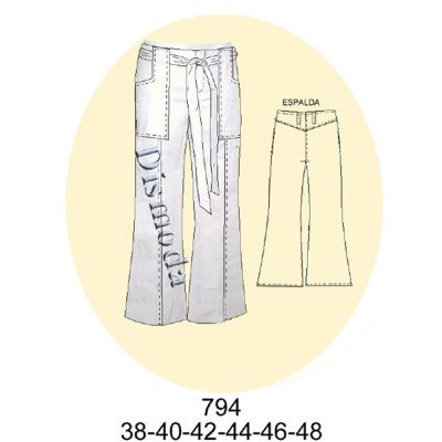 794 - Molde de Pantalón con pretina interior bolsillo parche para colocar amarra 794 - Molde de Pantalón con pretina interior bolsillo parche para colocar amarra