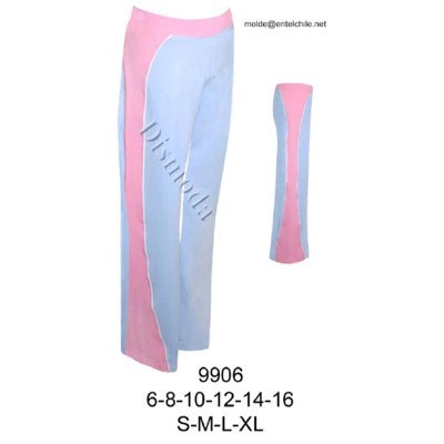 9906 - Molde de Pantalón buzo basta ancha con franja al costado pretina en puño con elástico;