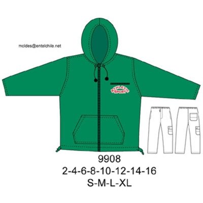 9908 - Molde de Polerón con cierre y gorro;