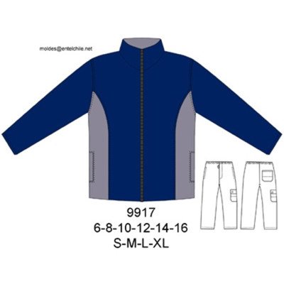 9917 - Molde de Buzo con corte lateral, cuello y cierre