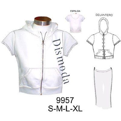 9957 - Molde de Polerón corto, manga pestaña