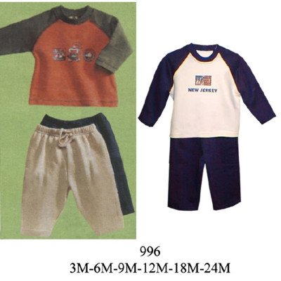 996 - Molde de Conjunto de polera con cuello redondo y mangas raglán contrastantes, y pantalón con pretina elasticada 996 - Molde de Conjunto de polera con cuello redondo y mangas raglán contrastantes, y pantalón con pretina elasticada
