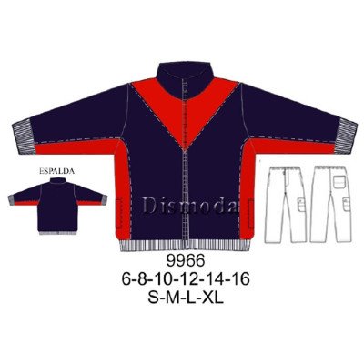 9966 - Molde de Buzo con cortes en costado y mangas 9966 - Molde de Buzo con cortes en costado y mangas