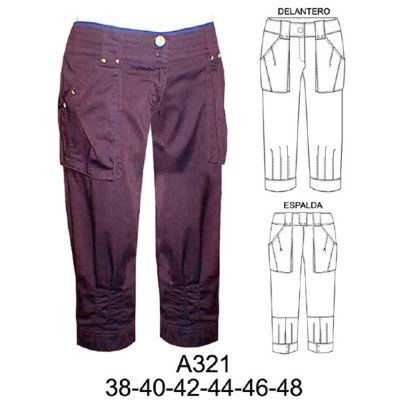 A321 - Molde de Pescador a la cadera con pinzas en piernas adelante y atrás