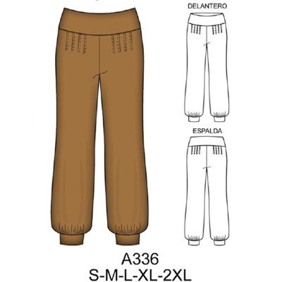 A336 - Molde de Pantalón bombacho con alforzas A336 - Molde de Pantalón bombacho con alforzas