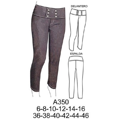 A350 - Molde de Pantalón pitillo con pretina