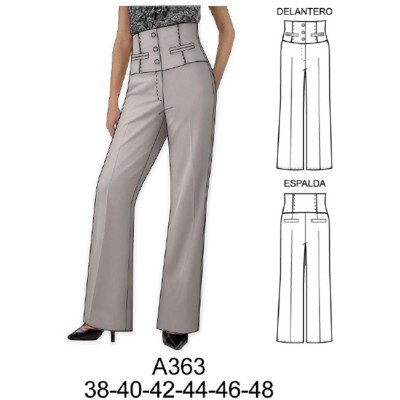 A363 - Molde de Pantalón tiro alto recto A363 - Molde de Pantalón tiro alto recto