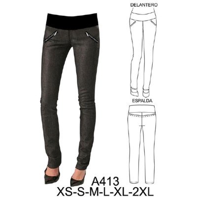 A413 - Molde de Pantalón leggin con pretina en lycra (tiro 15 cms A413 - Molde de Pantalón leggin con pretina en lycra (tiro 15 cms