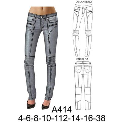A414 - Molde de Pantalón pitillo moto A414 - Molde de Pantalón pitillo moto