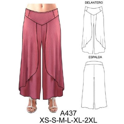 A437 - Molde de Pantalón cruzado con capa en delantero A437 - Molde de Pantalón cruzado con capa en delantero