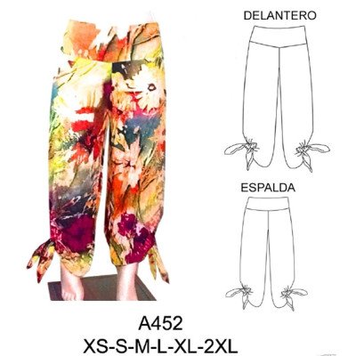 A452 - Molde de Pantalón tiro cintura pretina ancha amarra en costado, elástico en espalda A452 - Molde de Pantalón tiro cintura pretina ancha amarra en costado, elástico en espalda