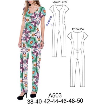 A503 - Molde de Entero ajustado corte princesa, pierna recta A503 - Molde de Entero ajustado corte princesa, pierna recta