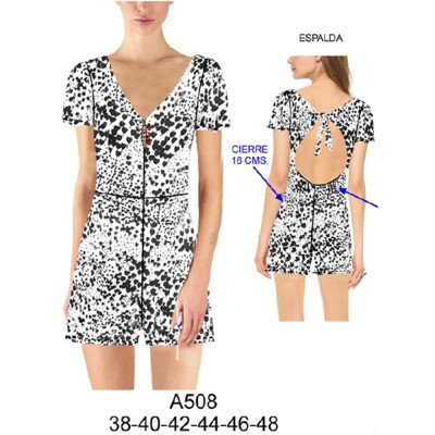 A508 - Molde de Entero con espalda amarrada, pabilos en delantero y manga semi evase A508 - Molde de Entero con espalda amarrada, pabilos en delantero y manga semi evase