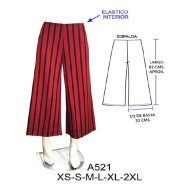 A521 - Molde de Pantalón pescador basta ancha con elástico en cintura,