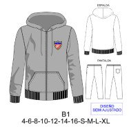 B1 - Molde de Buzo de hombre, niño con gorro y cierre 