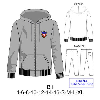 B1 - Molde de Buzo de hombre, niño con gorro y cierre  B1 - Molde de Buzo de hombre, niño con gorro y cierre