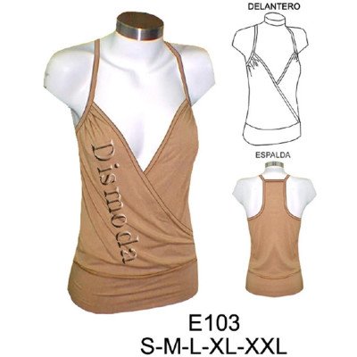 E103 - Molde de Polera con tirantes, drapeada para usar sobre una polera E103 - Molde de Polera con tirantes, drapeada para usar sobre una polera