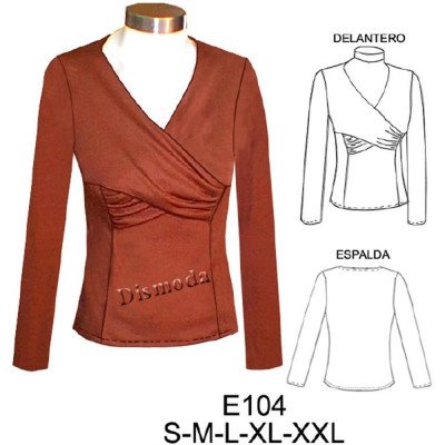 E104 - Molde de Polera cruzada con corte bajo busto