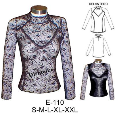 E110 - Molde de Polera cuello mao con cortes y blonda