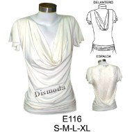 E116 - Molde de Polera drapeada con amarra en costado