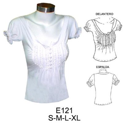 E121 - Molde de Polera con recogido en delantero y mangas