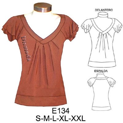 E134 - Molde de Polera raglan con pinza en delantero E134 - Molde de Polera raglan con pinza en delantero