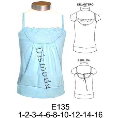 E135 - Molde de Polera niña con recogido en delantero E135 - Molde de Polera niña con recogido en delantero