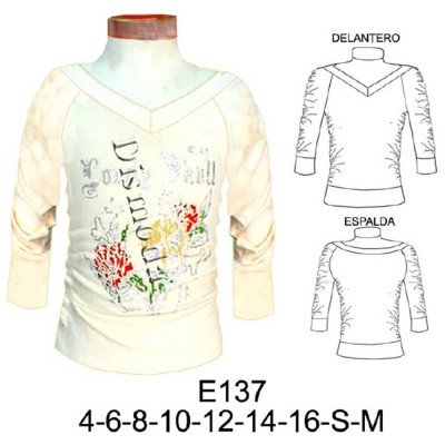 E137 - Molde de Polera escote ojal con recogido E137 - Molde de Polera escote ojal con recogido