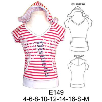 E149 - Molde de Polera raglan con gorro bolsillo canguro E149 - Molde de Polera raglan con gorro bolsillo canguro