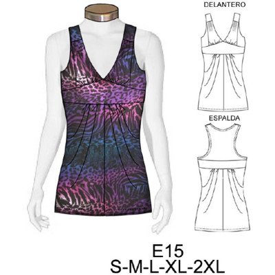 E15 - Molde de Polera con corte bajo busto, espalda deportiva