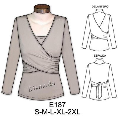 E187 - Molde de Polera cruzada con delantero interior E187 - Molde de Polera cruzada con delantero interior