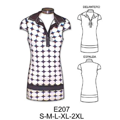 E207 - Molde de Polera larga media manga con pata y cuello camisero