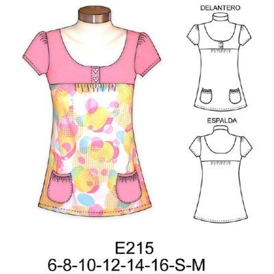 E215 - Molde de Polera larga evase manga globo