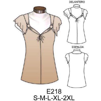 E218 - Molde de Polera con nudo en delantero y centro delantero