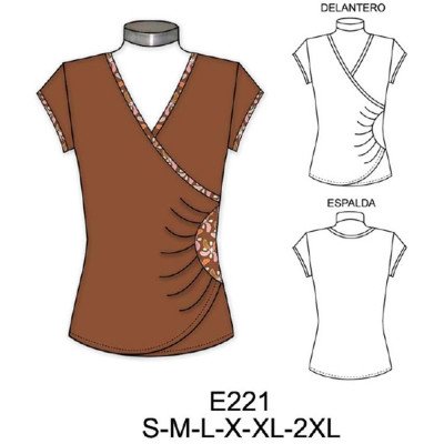 E221 - Molde de Polera cruzada con pliegues laterales E221 - Molde de Polera cruzada con pliegues laterales