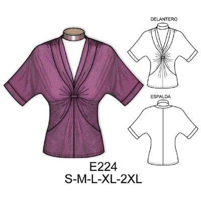 E224 - Molde de Polera kimono con amarra que forma recogido E224 - Molde de Polera kimono con amarra que forma recogido