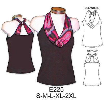 E225 - Molde de Polera con amarra en espalda y cuello cruzado