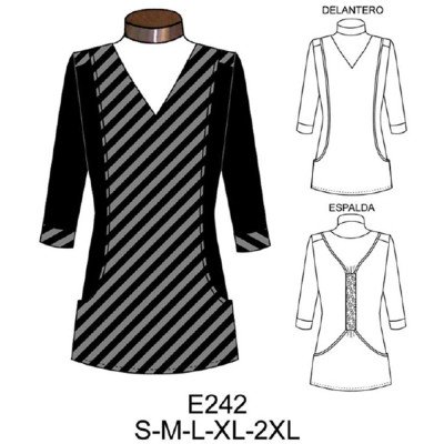 E242 - Molde de Polera manga ¾ con delantero sobrepuesto E242 - Molde de Polera manga ¾ con delantero sobrepuesto