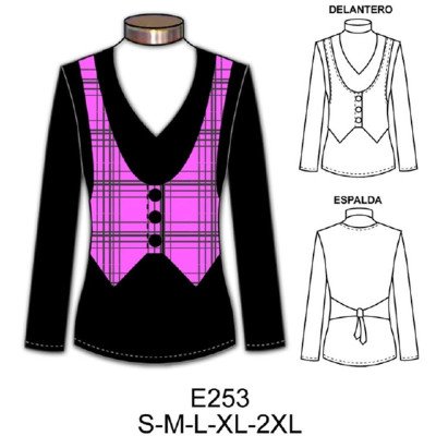 E253 - Molde de Polera con bolero sobrepuesto E253 - Molde de Polera con bolero sobrepuesto