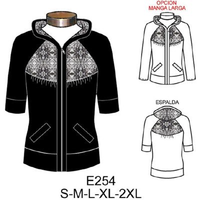 E254 - Molde de Polerón con canesú y gorro de encaje