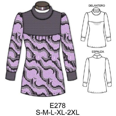 E278 - Molde de Polera con canesú y cuello beatle E278 - Molde de Polera con canesú y cuello beatle