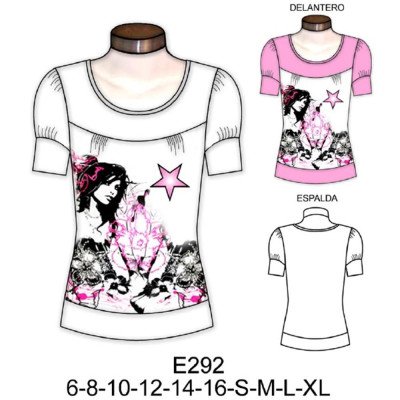 E292 - Molde de Polera con canesú y manga princesa con puño E292 - Molde de Polera con canesú y manga princesa con puño