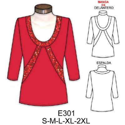 E301 - Molde de Polera manga ¾ cuello redondo E301 - Molde de Polera manga ¾ cuello redondo